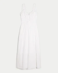 Hollister Sofia Side-Smocked Eyelet Maxi Dress