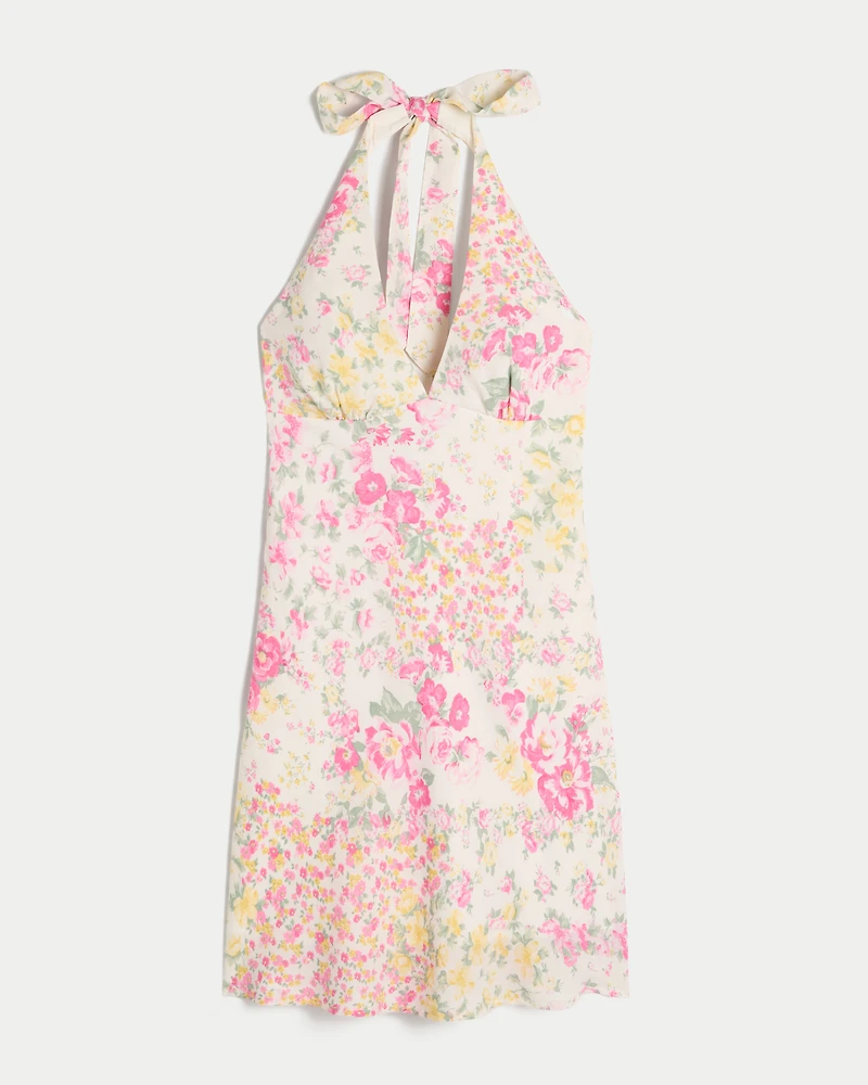 Open-Back Crepe Halter Dress