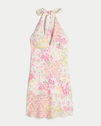 Open-Back Crepe Halter Dress