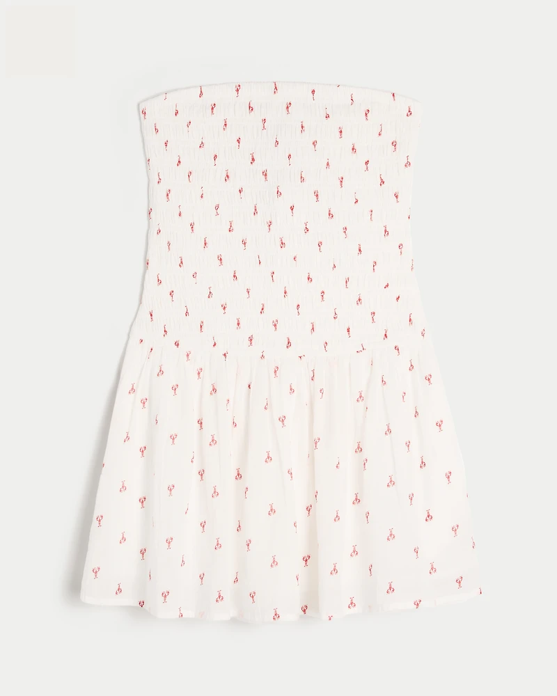 Strapless Smocked Bodice Mini Dress