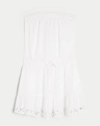 Strapless Drawstring Blouson Mini Dress