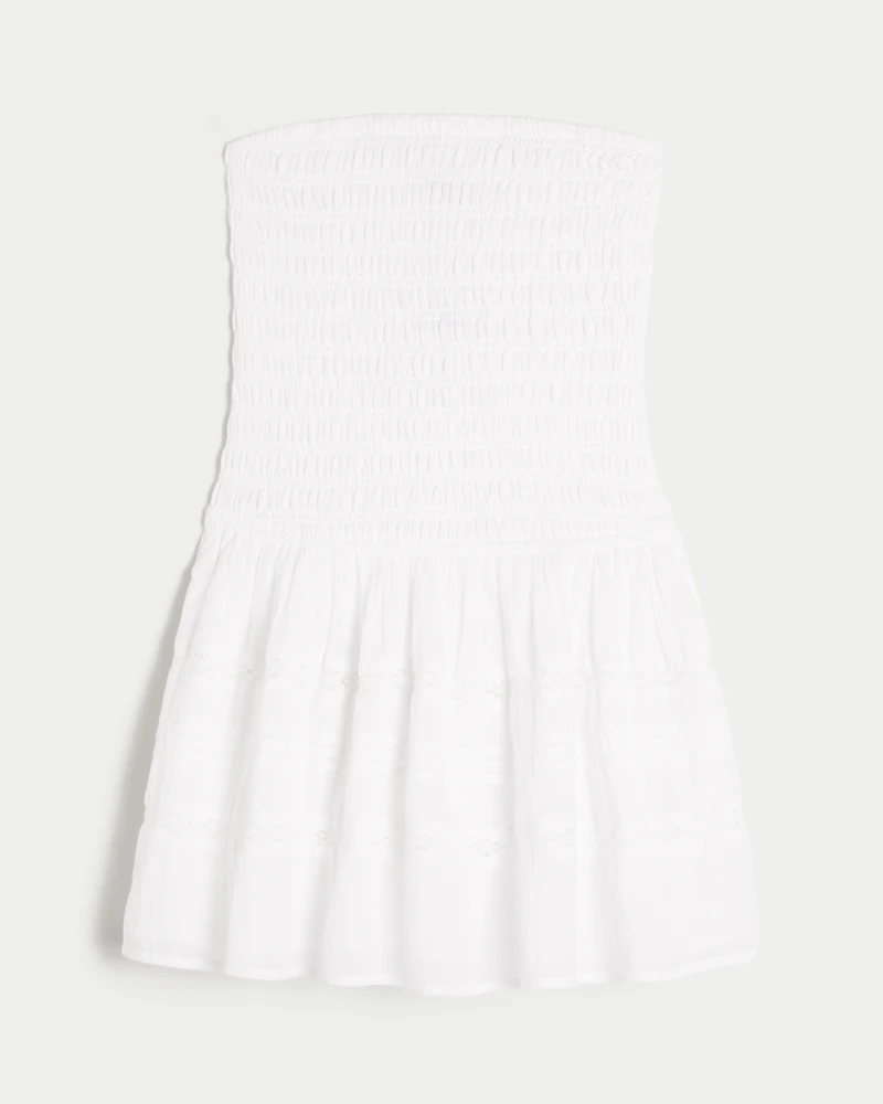 Strapless Smocked Bodice Mini Dress