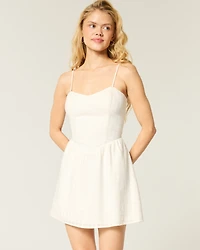 Open-Back Crosshatch Skort Dress