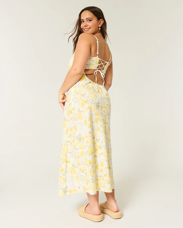 hollister yellow dress Women's Embroidered Sequin Babydoll Mini adjustable straps Women's Dresses - Short, Midi