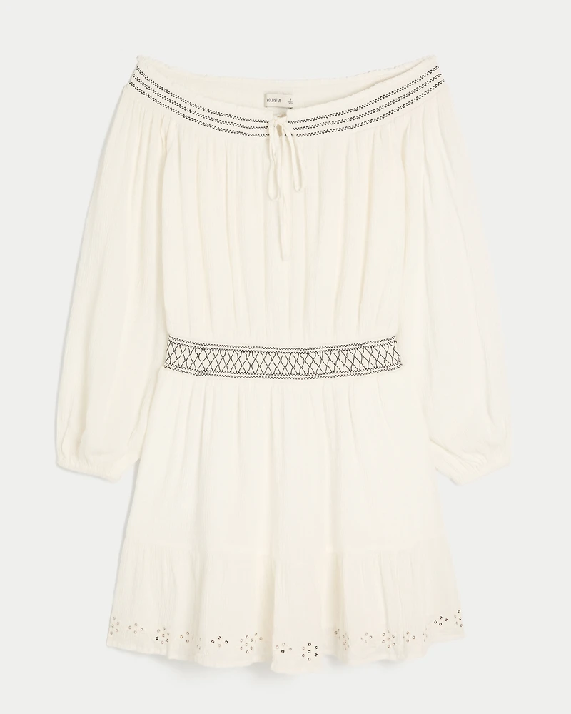 On/Off-the-Shoulder Woven Dress