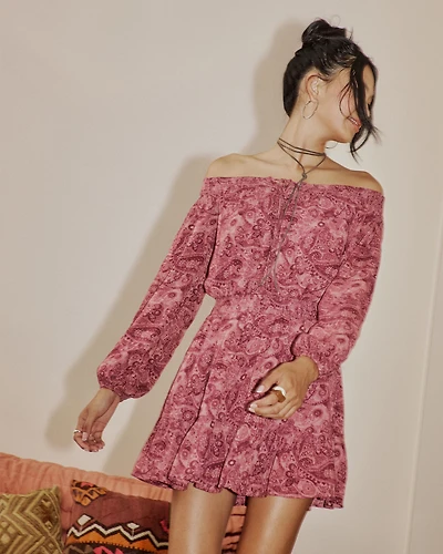 On/Off-the-Shoulder Woven Dress