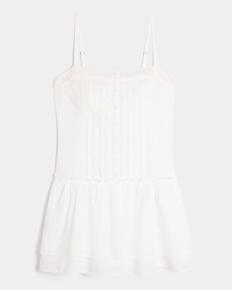 Lace Trim Mini Dress