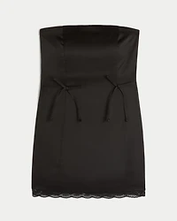Satin Strapless Bow Bodycon Dress