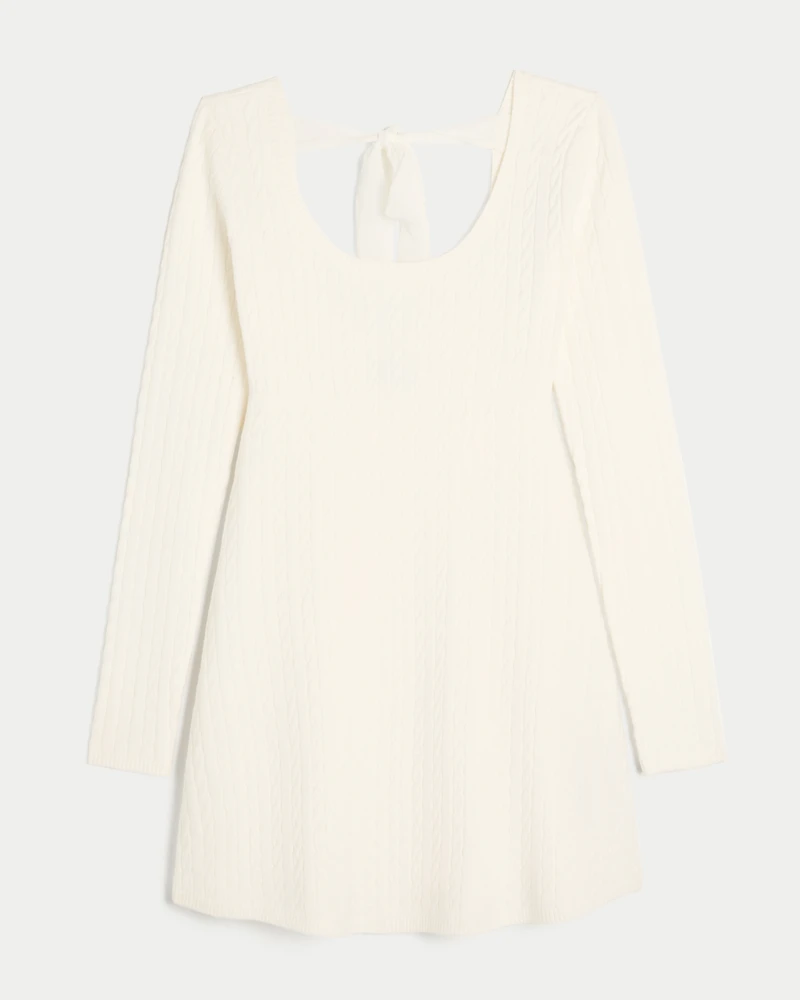 Tie Back Babydoll Sweater Mini Dress