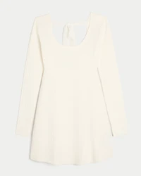 Tie Back Babydoll Sweater Mini Dress