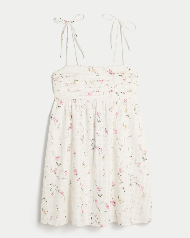 Babydoll Tie-Strap Mini Dress
