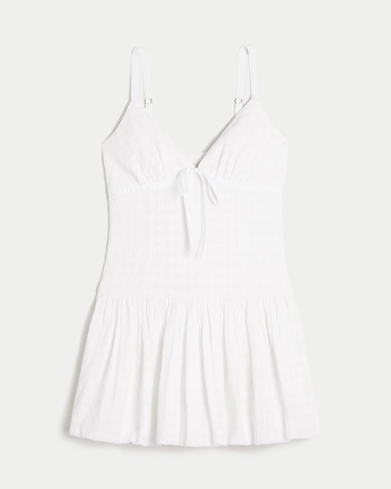 V-Neck Bubble Mini Dress