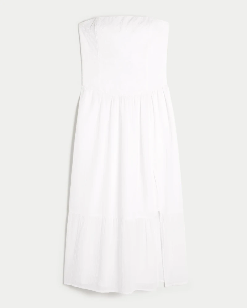 Strapless Embroidered Maxi Dress