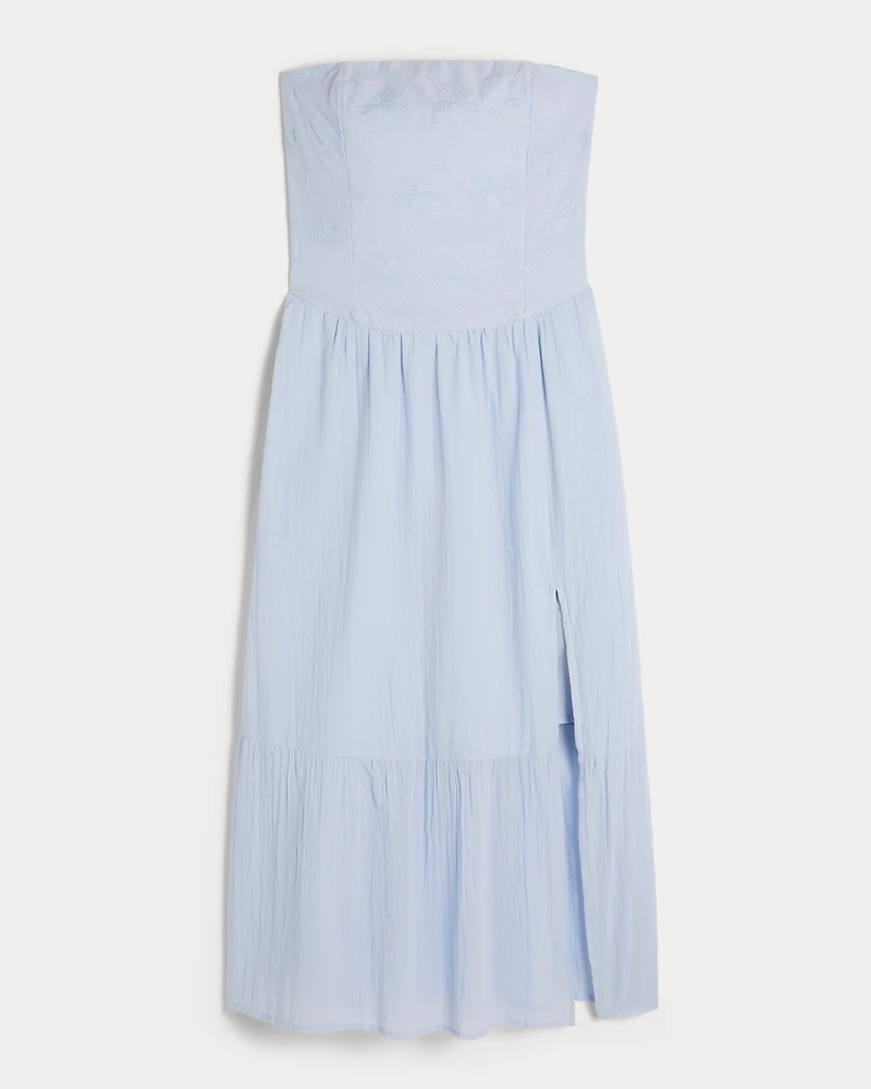 Strapless Embroidered Maxi Dress