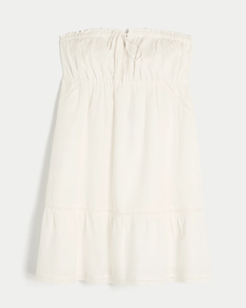 Strapless Embroidered Babydoll Dress