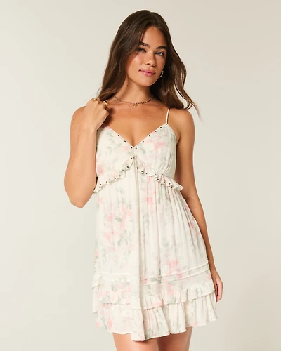 Studded Ruffle Mini Dress