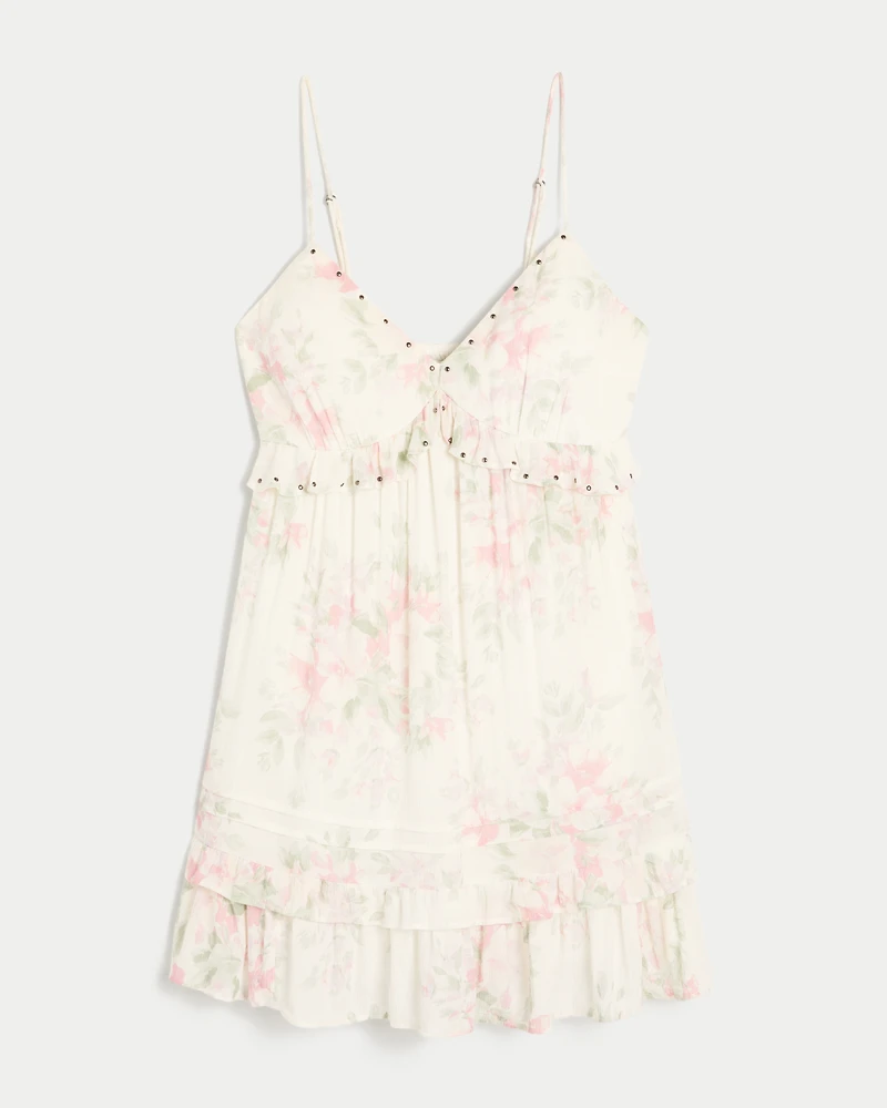 Studded Ruffle Mini Dress