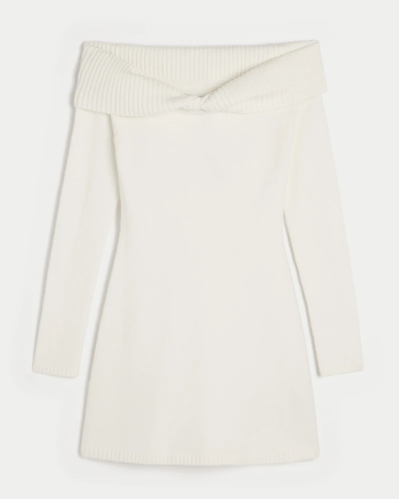 Off-the-Shoulder Twist Bust Sweater Dress