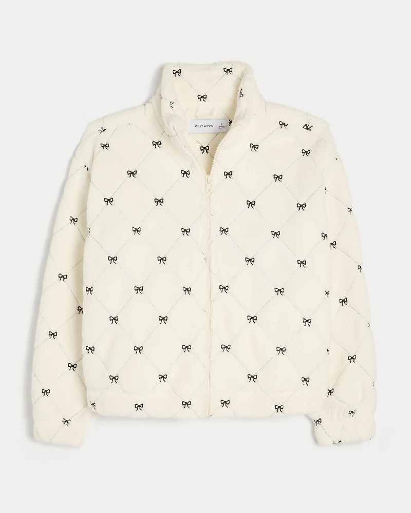 Gilly Hicks Sherpa Embroidered Zip-Up Top