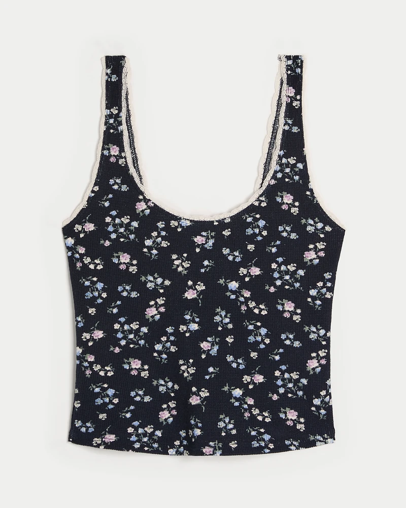 Gilly Hicks Waffle Lace Trim Tank