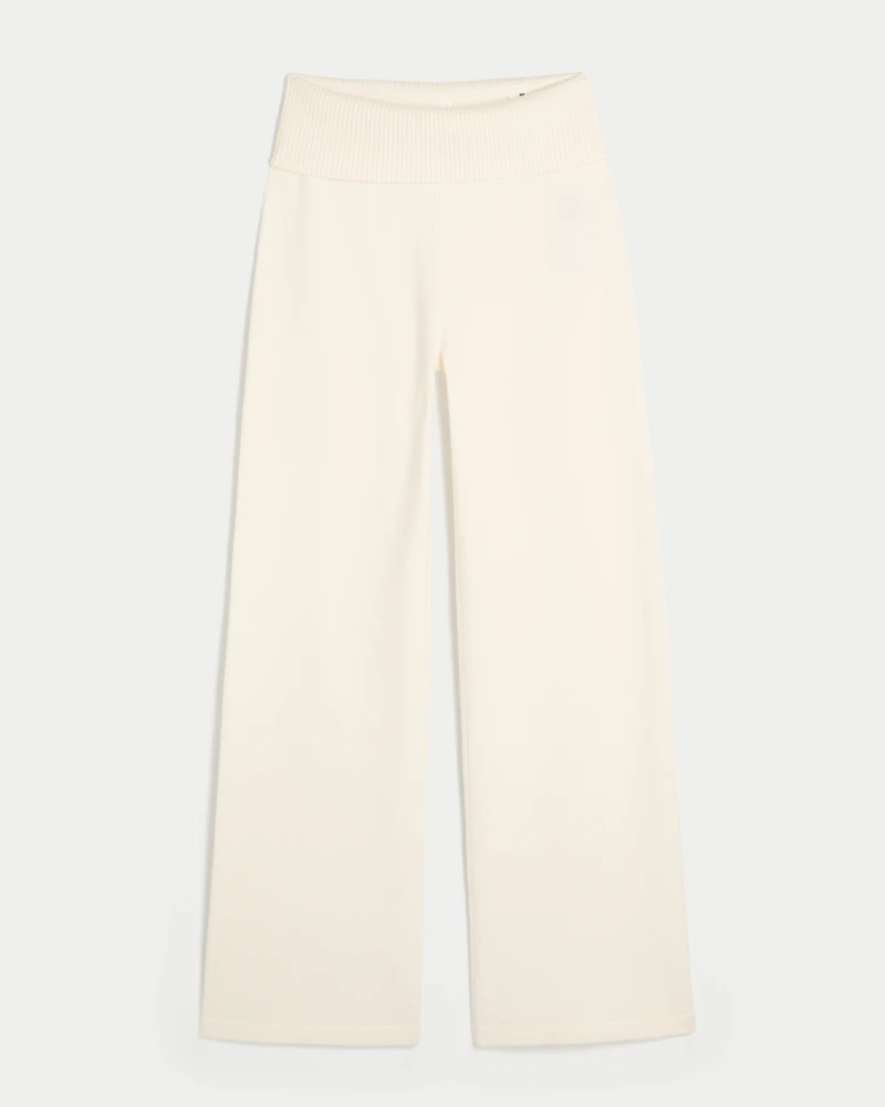 Gilly Hicks Sweater-Knit Foldover Straight Pants