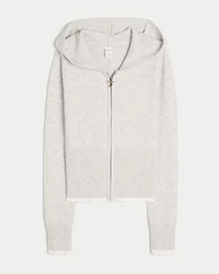 Gilly Hicks Scalloped Hem Zip-Up Hoodie Sweater