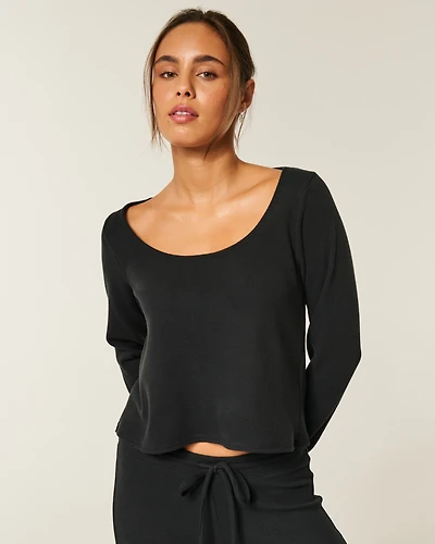 Gilly Hicks Cozy Waffle Long Sleeve Scoop Top
