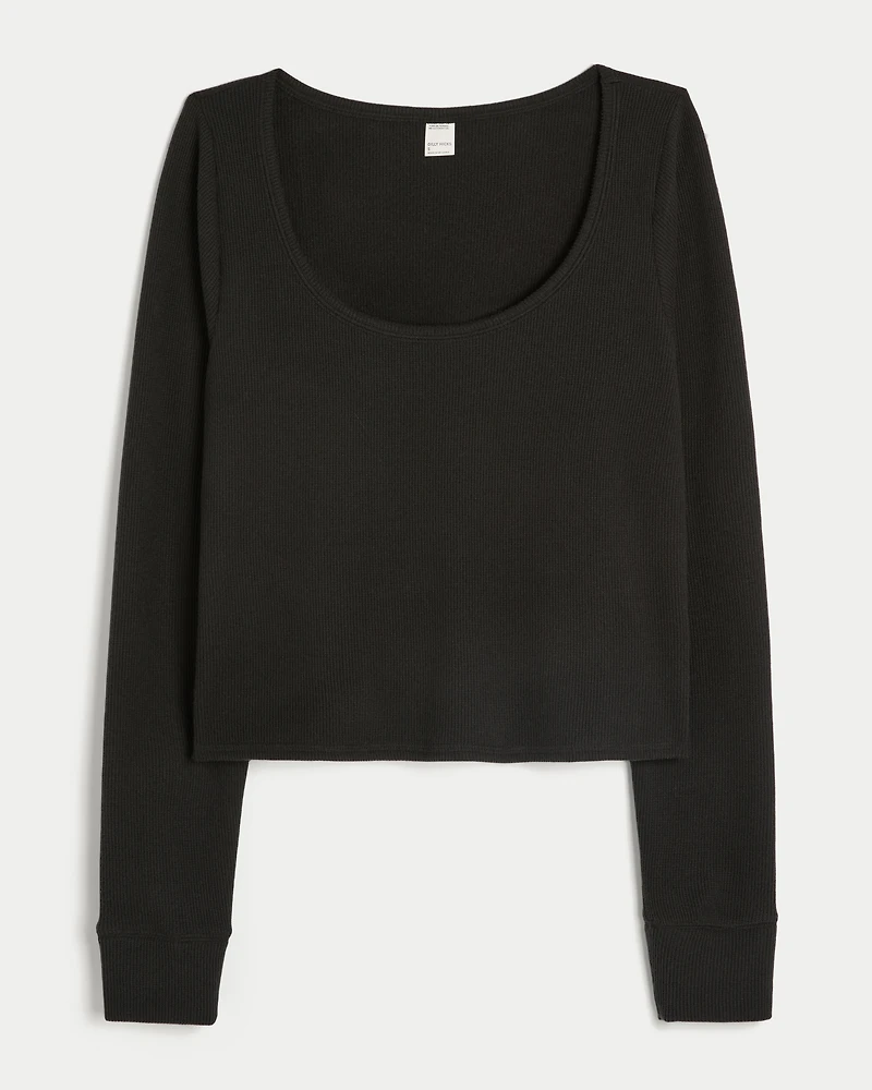 Gilly Hicks Cozy Waffle Long-Sleeve Scoop Top