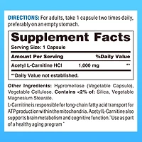 Acetyl L-Carnitine 1000 mg.