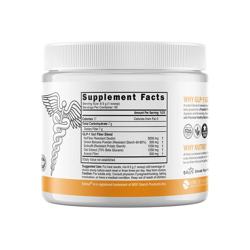 GLP-1 Gut Support Fiber Boost Unflavored Tub