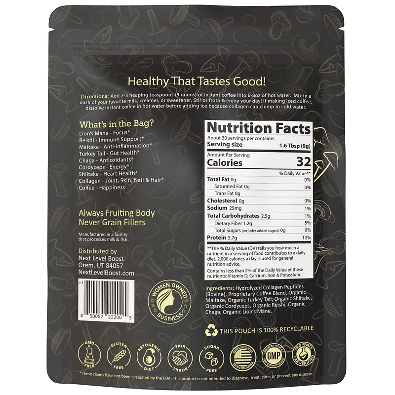 Next Level Boost Original Instant Mushroom Coffee