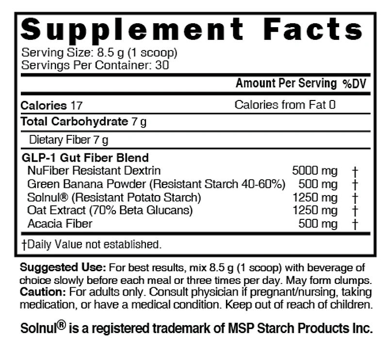 GLP-1 Gut Support Fiber Boost Unflavored Tub