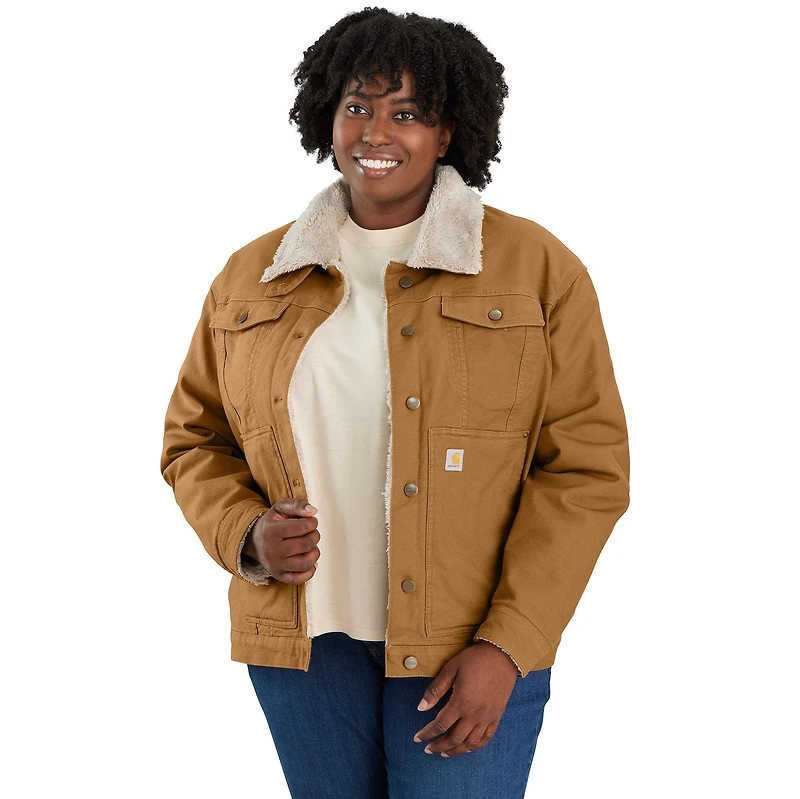 Women's Rugged Flex® Loose Fit Canvas Sherpa-Lined Jacket - 2 Warmer Rating