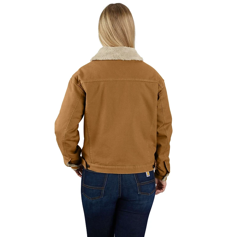 Women's Rugged Flex® Loose Fit Canvas Sherpa-Lined Jacket - 2 Warmer Rating
