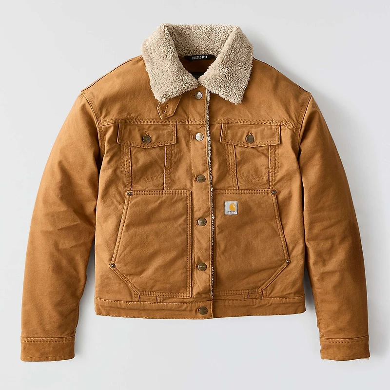 Women's Rugged Flex® Loose Fit Canvas Sherpa-Lined Jacket - 2 Warmer Rating