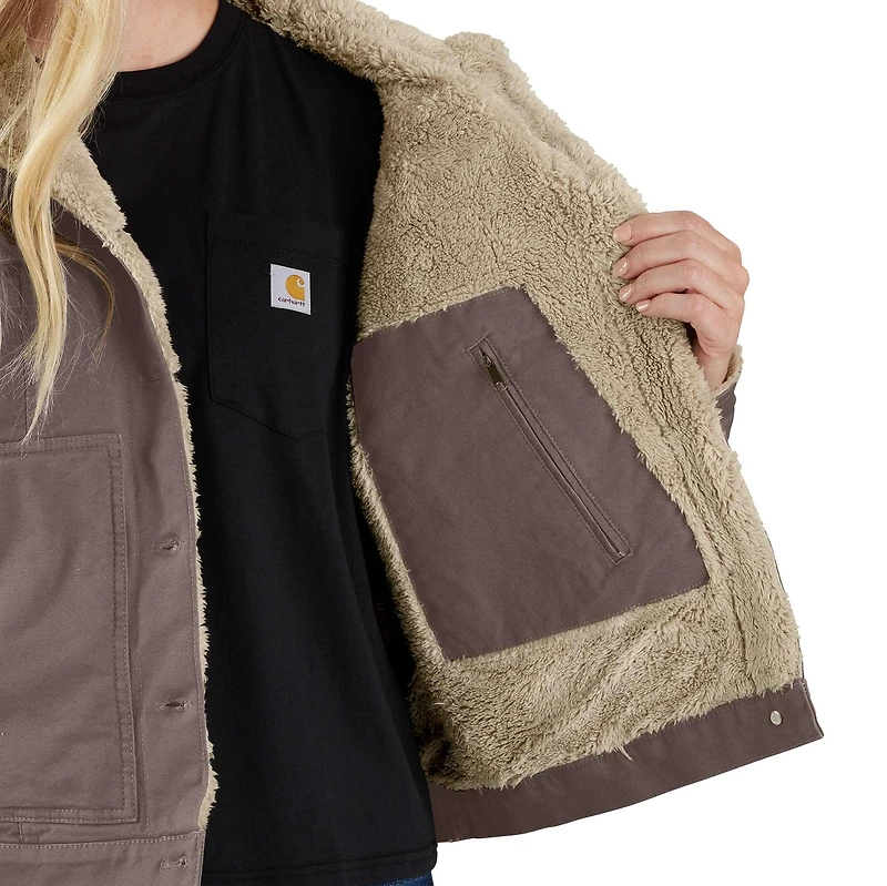 Women's Rugged Flex® Loose Fit Canvas Sherpa-Lined Jacket - 2 Warmer Rating