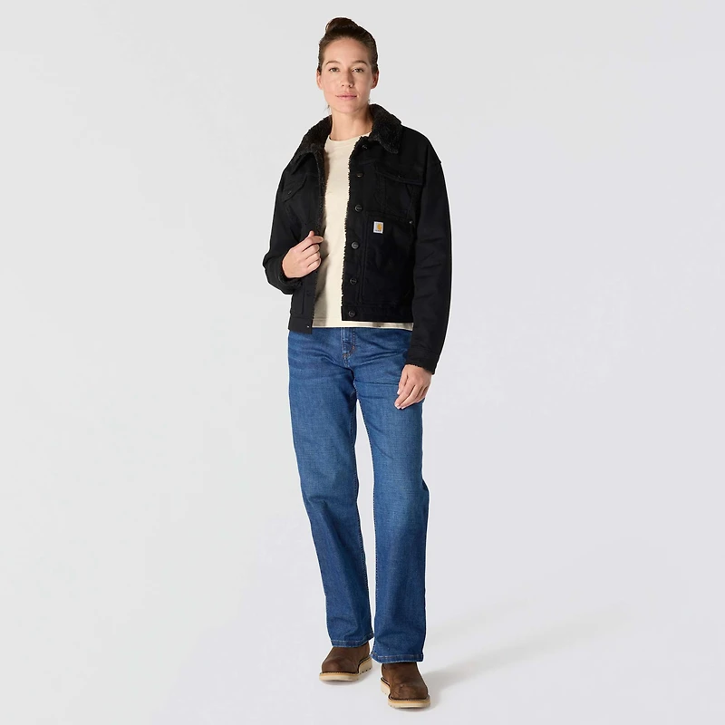 Women's Rugged Flex® Loose Fit Canvas Sherpa-Lined Jacket - 2 Warmer Rating