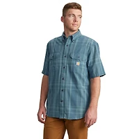Loose Fit Midweight Short-Sleeve Plaid Shirt