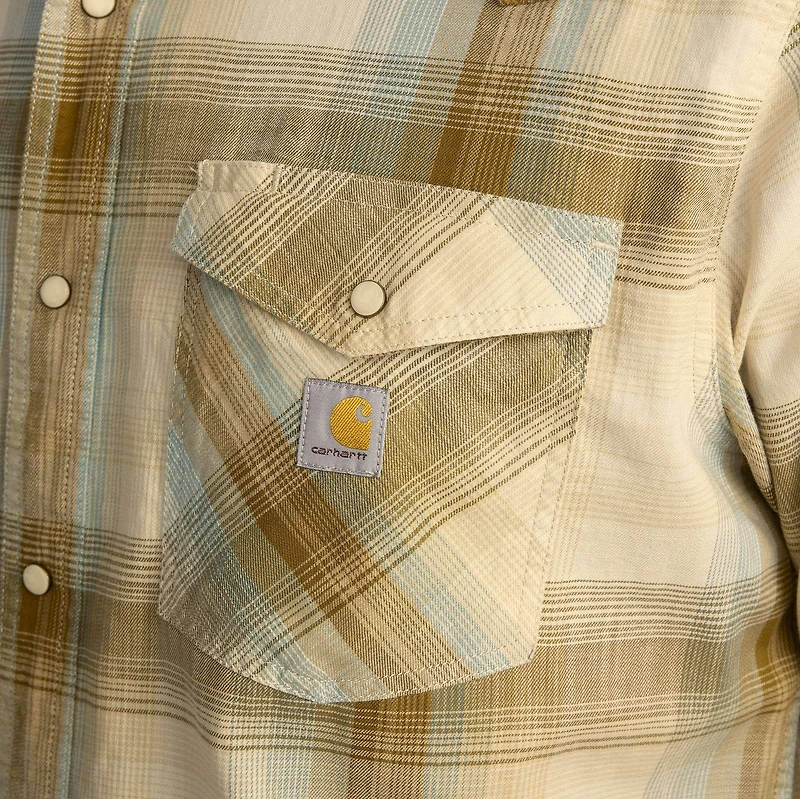 Montana Rugged Flex® Relaxed Fit Lightweight Long-Sleeve Snap-Front Plaid Shirt
