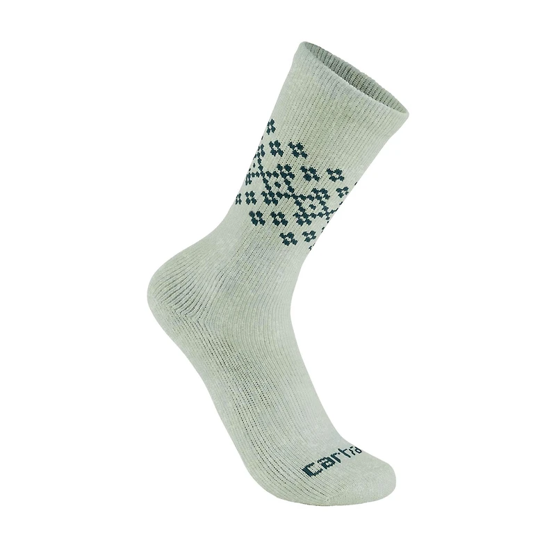 Women's Midweight Synthetic-Wool Blend Fairisle Crew Sock 2-Pack