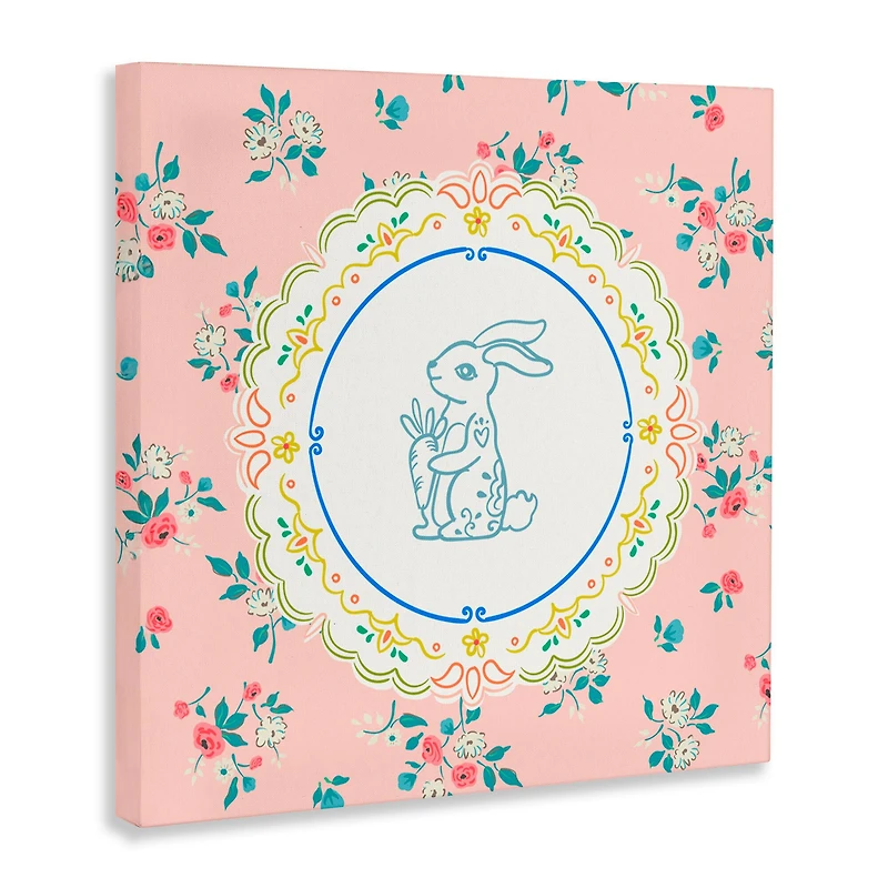 Stupell Industries Whimsical Spring Bunny Canvas Wall Art