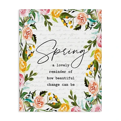 Stupell Industries Cheerful Spring Typography Quote Floral Blossom Border Canvas Wall Art