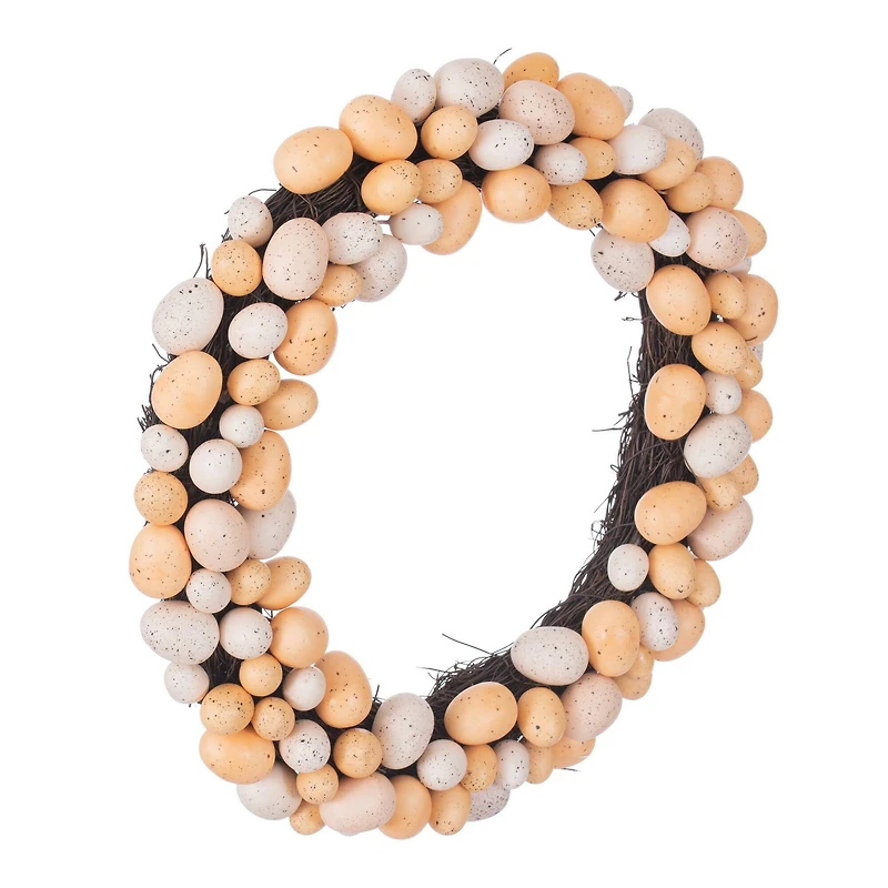 18" Orange & Ivory Artificial Easter Eggs Wreath