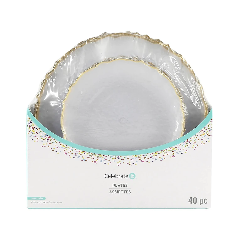 Gold Rim Clear Lunch & Dinner Plate Set, 40ct. by Celebrate It™