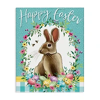 Stupell Industries Happy Easter Bunny Wreath Canvas Wall Art