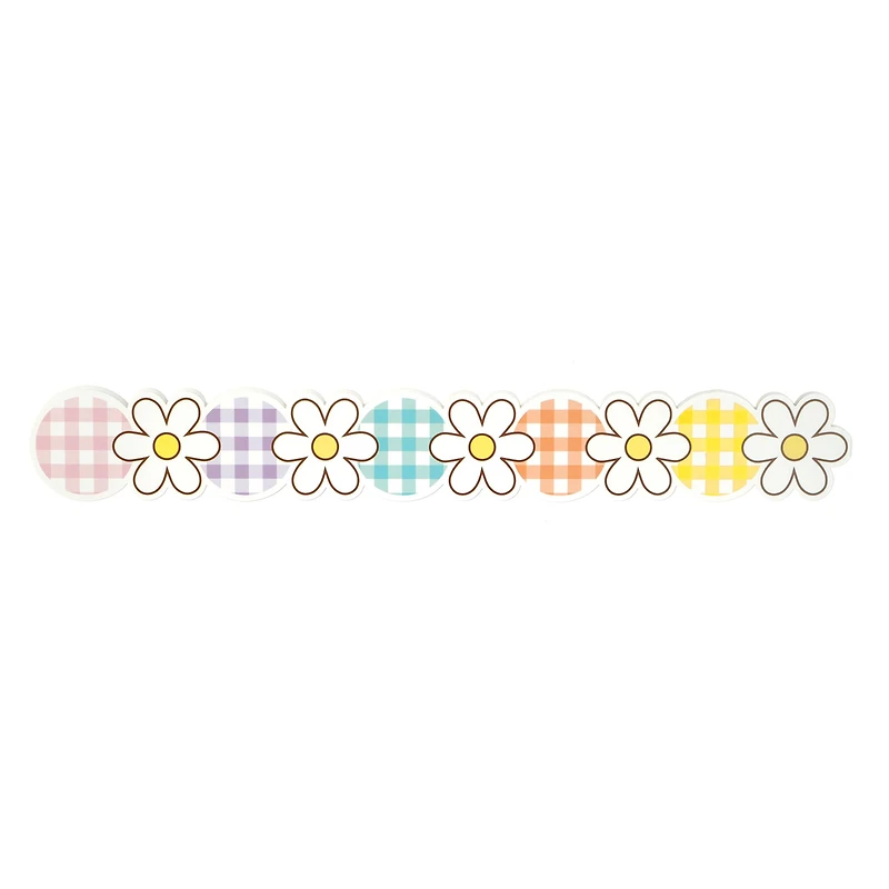 Class Rules! 2.4" x 18" Flower & Gingham Borders, 12ct. by B2C™