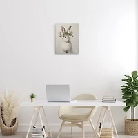 Stupell Industries White Bunny Floral Crown Canvas Wall Art