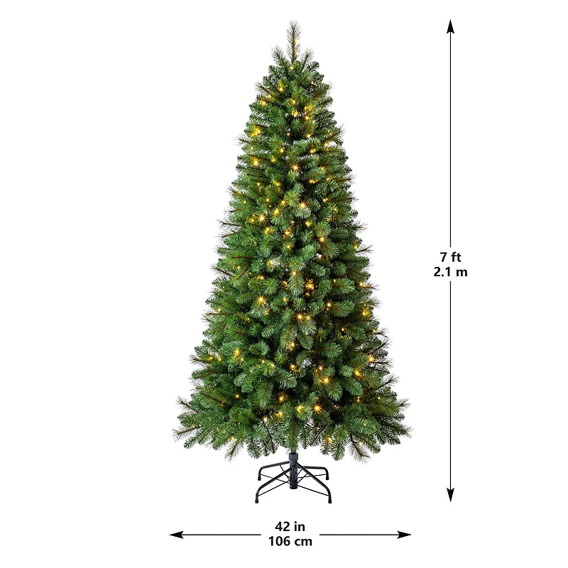7ft. Pre-Lit Hudson Pine Artificial Christmas Tree, LumaDazzle™ Color Changing Twinkle LED Lights