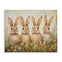 Stupell Industries Four Bunnies in Flowers Canvas Wall Art