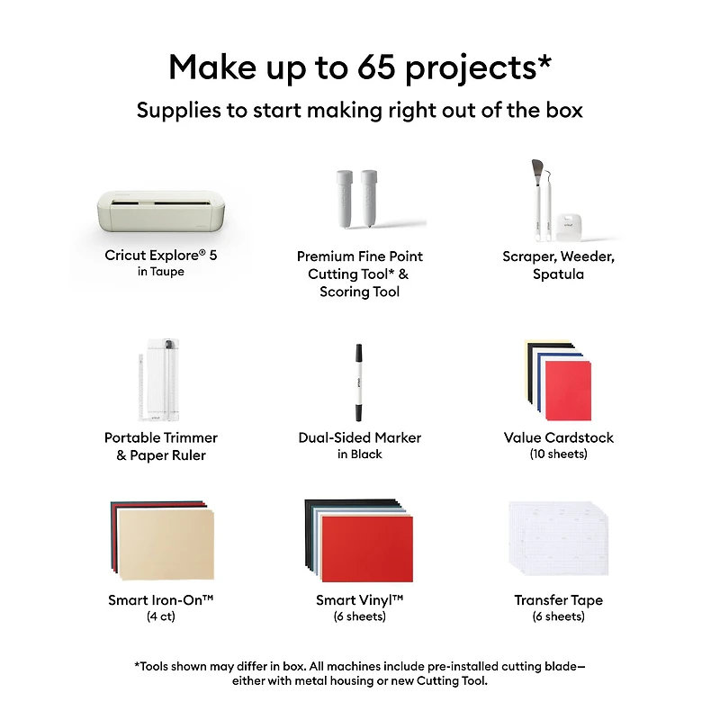 Cricut Explore® 5 in Taupe & Essential Bundle with Digital Content